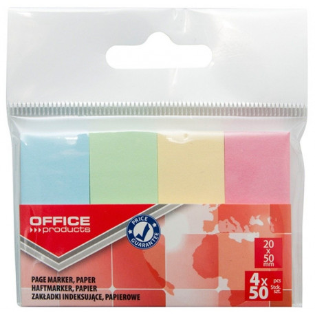 Järjehoidja Office Products, 4 pastellvärvi, 20x50mm, 4x50tk