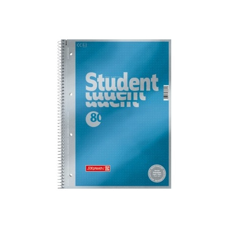 Kaustik A4 80l. 90g/m2 täpid,spiraalköide 4-ne augustus,rebitavad lehed, Student Premium,Brunnen