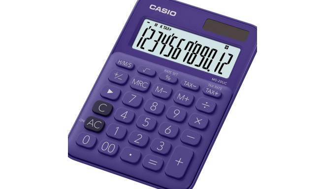 Lauakalkulaator Casio MS-20UC-Purple - 12 kohaline, tava- ja päikesepatarei, 110gr, 23x106x150mm, Ca