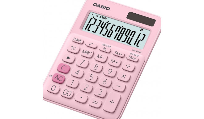 Lauakalkulaator Casio MS-20UC-Pink - 12 kohaline, tava- ja päikesepatarei, 110gr, 23x106x150mm, Casi