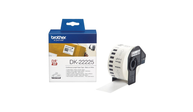 Kleepkirjalint Brother DK22225, jooksev paberteip, 38mm x 30,48m, valge