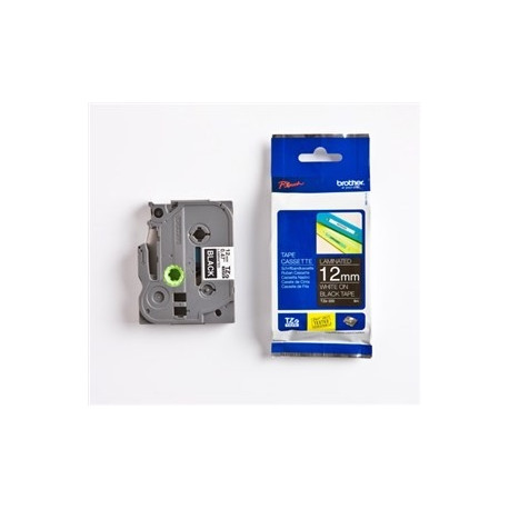 Kleepkirjalint Brother TZE-335 must, valge tekst, laius 12mm