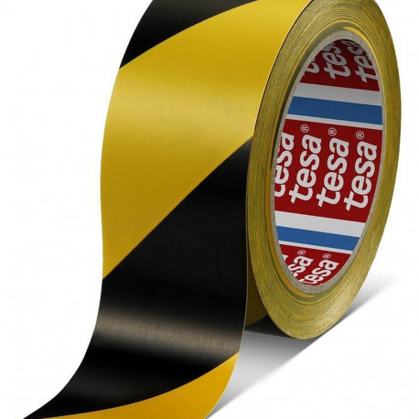 Ohuteip tesa kollane-must kaldjoonega 50mm x 33m (ohutusteip)