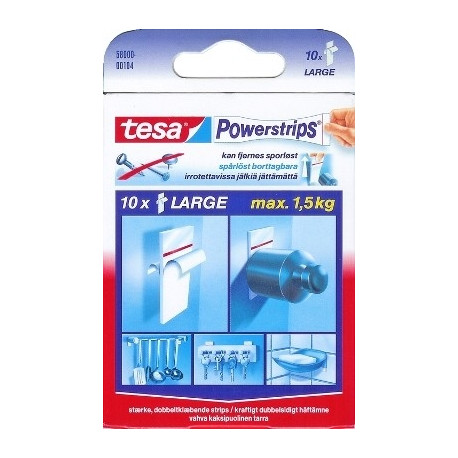 Kahepoolsed kinnitusribad Tesa POWER-STRIPS LARGE 10 tk