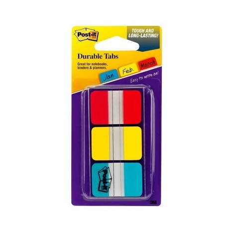 Järjehoidja Post-IT indeks tugev, PP, 25x38mm, 3 värvi x 22tk