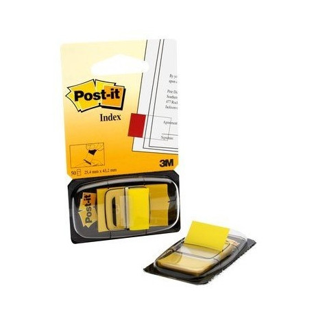 Järjehoidja Post-IT indeks, PP, 25x43mm, 50 tk, kollane