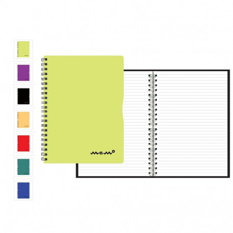 Kaustik A4 60l joon Memo, spiraalköide, värvilised plastkaaned