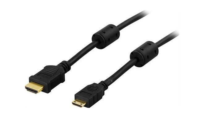 Deltaco HDMI-1056 HDMI cable 5 m HDMI Type C (Mini) HDMI Type A (Standard) Black