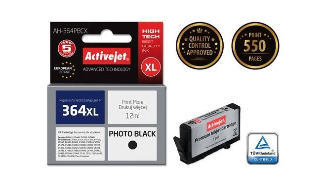 Activejet AH-364PBCX ink (replacement for HP 364XL CB322EE; Premium; 12 ml; black, photo)