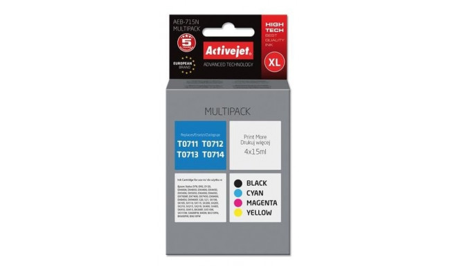 Activejet AEB-715N ink (replacement for Epson T0715; Supreme; 4 x 15 ml; black, magenta, cyan, yello