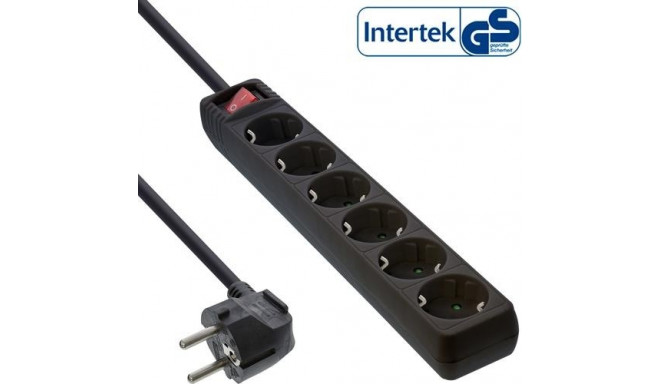 InLine Socket strip, 6-way earth contact CEE 7/3, black, 3m ...