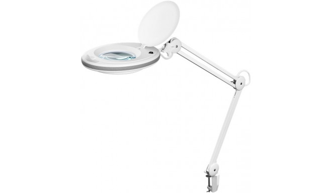 LED Magnifying Lamp with Clamp, 8 W, 650 lm, 127 mm crystal glass lens, 1.75x magnification, double 