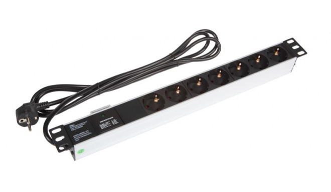 19’’ BKT Power Distribution Unit with sockets 7 x DIN 49440 (schuko), plug DIN 49441, surge protecti