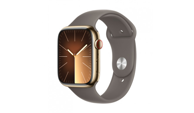 Apple Watch Series 9 GPS + Cellular 45mm Gold Stainless Steel Case with Clay Sport Band - M/L