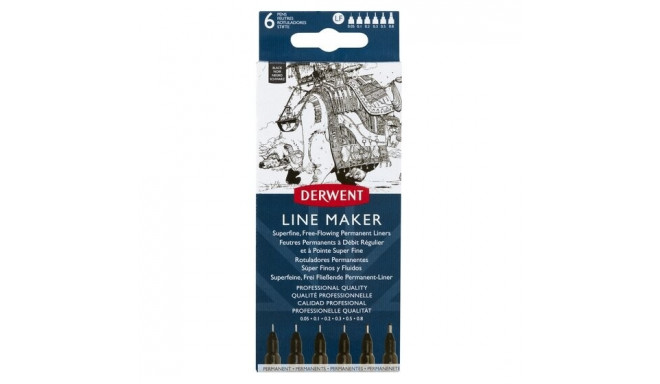 Tindipliiats Line Maker must, 0.05, 0.1, 0.2, 0.3, 0.5, 0.8 mm, Derwent