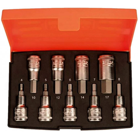 Short socket drivers S9 set HEX H4-H17 9 pcs 1/2"