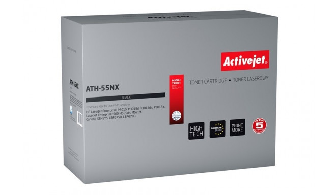 Activejet ATH-55NX Toner (replacement for HP 55X CE255X, Canon CRG-724H; Supreme; 12500 pages; black