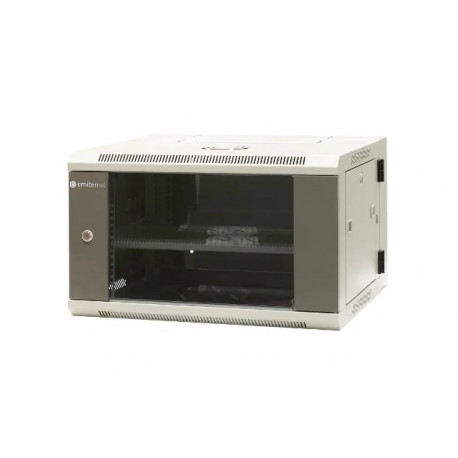 EMITERNET Split hanging cabinet 19" 6U, sheet metal/glass door, 600×550×370mm width/depth/height EM/
