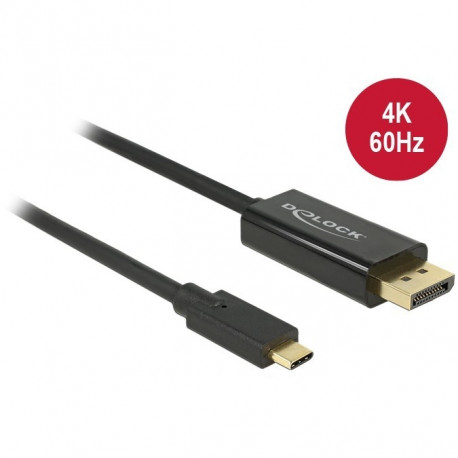 "DeLock DisplayPort 1.2 > USB-C (ST-ST) 2m Adapterkabel 4K 60Hz Schwarz"