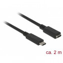 "DeLock USB-C (ST-BU) 2m Verlängerungskabel Schwarz"