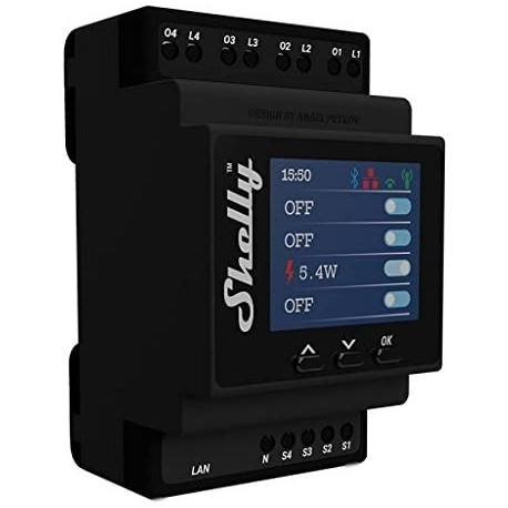 "Shelly Relais ""Pro 4PM"" WLAN LAN Max. 40A 4 Kanäle 1 Phase Messfunktion BT DIN-Rail"