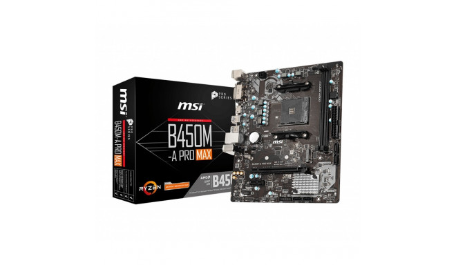 "AM4 MSI B450M-A PRO MAX mATX (M.2 Port, PCIe 3.0 x 4, NVMe PCI:1 PCIe:1 RAM:2)"