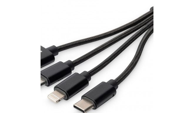 "Digitus USB 3.0 > Lightning/Micro-USB/USB-C 0,15m 3-in-1 Ladekabel Schwarz"