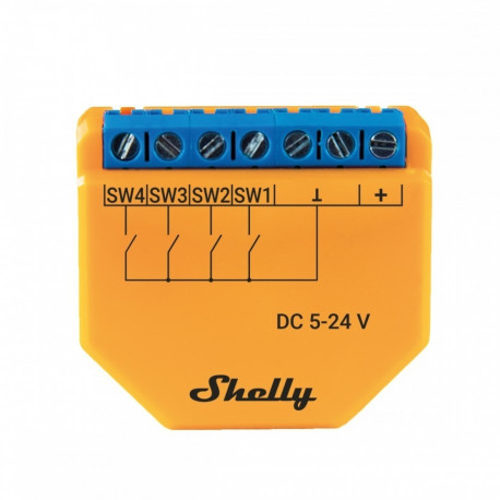 "Shelly Relais ""Plus i4 DC"" WLAN Szenenaktivierer BT Unterputz"
