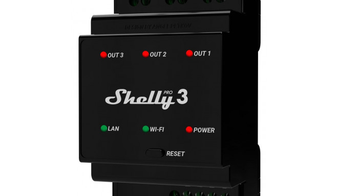 "Shelly Relais ""Pro 3"" WLAN LAN 3x 16A 3 Kanäle 3 Phasen Max. 48A BT DIN-Rail"