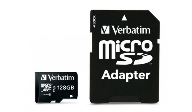 Mälukaart Secure Digital Verbatim MicroSDXC 128GB Class10 UHS1 Premium + adapter