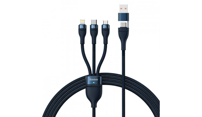 3in1 USB cable Baseus Flash Series 2, USB-C + micro USB + Lightning, 100W, 1.2m (blue)