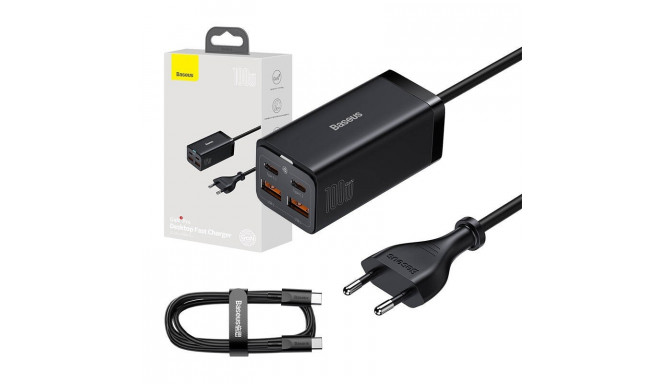 Baseus GaN3 Pro wall charger 2xUSB-C + 2xUSB, 100W (black)