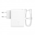 Wall charger Baseus GaN5 Pro USB-C + USB, 100W + 1m cable (white)