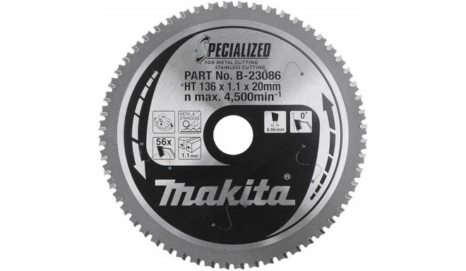 Cutting disc MAKITA 136x20x1.1 56T stainless steel. for steel