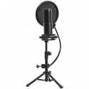 LORGAR Voicer 721, Gaming Microphone, Black, USB condenser microphone with tripod stand and pop filt