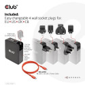 CLUB3D International Travel Charger 140W GaN technology, Four port USB Type-A(1x) and -C(3x), PPS + 