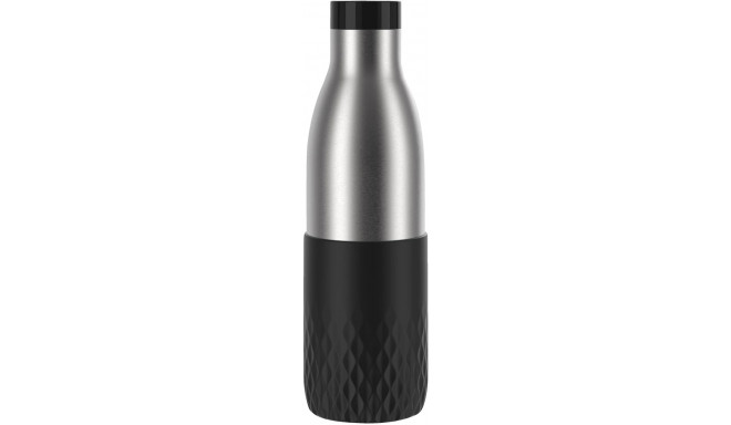 Emsa Bludrop sleeve insulated drinking bottle 0.7 liters, thermos bottle (black, stainless steel, si