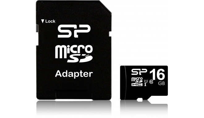 Silicon Power memory card microSDHC 16GB Class 10 + adapter (open package)