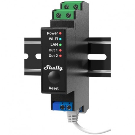 "Shelly Relais ""Pro 2PM"" WLAN LAN Max. 25A 2 Kanäle 1 Phase BT Messfunktion DIN-Rail"