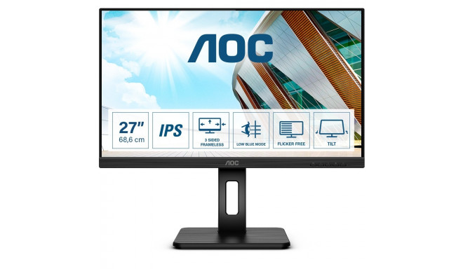 AOC monitor 27" 2560x1440 Q27P2Q 4ms 16:9 USB HDMI DisplayPort Speaker Pivot Quad HD