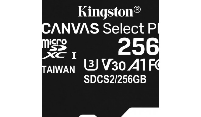 "CARD 256GB Kingston Canvas Select Plus MicroSDXC 100MB/s +Adapter"