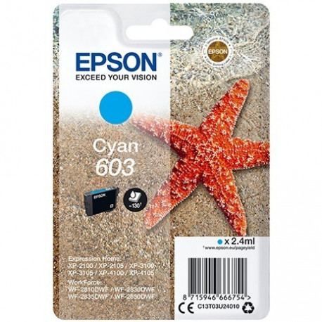 "Epson Tinte 603 C13T03U24010 Cyan bis zu 130 Seiten"