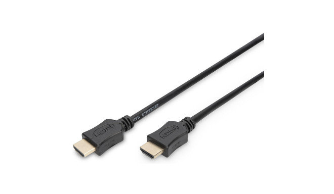 DIGITUS HDMI HighSpeed Ethernet HDMI, 5m, 4K 30p, gold, sw