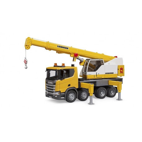 The combination of a Scania Super 560R truck equipped with a Liebherr crane