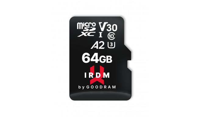 Goodram mälukaart microSD IRDM 64GB UHS-I U3 A2 + adapter