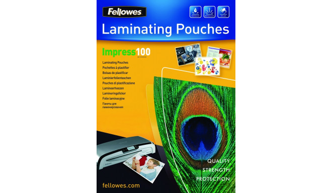 Fellowes A4 Glossy 100 Micron Laminating Pouch - 100 pack