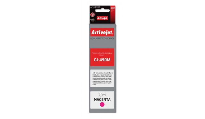 Activejet AC-G490M tindikassett (asendus Canon GI-490M; Supreme; 70 ml; 7000 lehte, magenta)