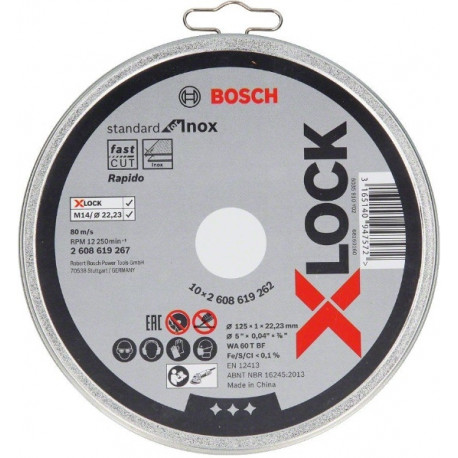 Cutting disc 125x1x22,23mm, Standard INOX, X-LOCK - 10pcs
