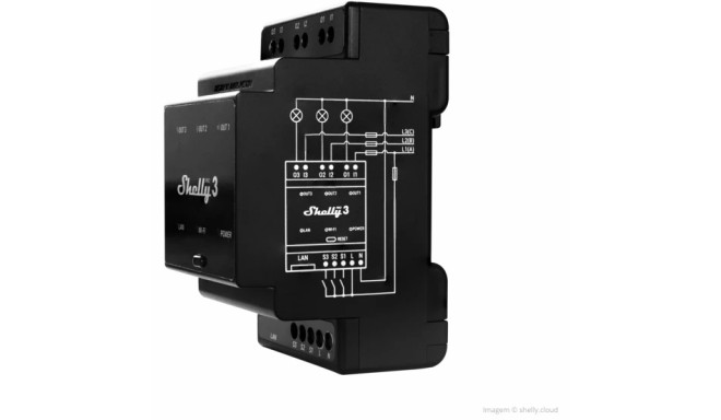 Shelly Relay "Pro 3" WLAN LAN 3x 16A 3 channels 3 phases Max. 48A BT DIN-Rail