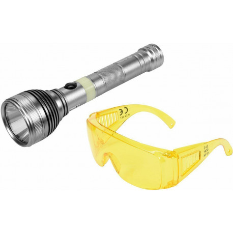 YT. 3W UV RECHARGEABLE FLASHLIGHT + GLASSES